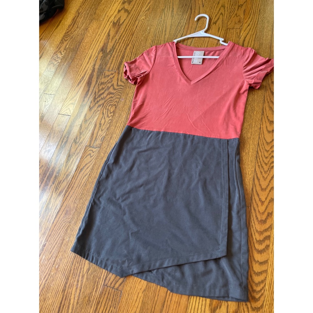 Dolan Left Coast Anthropologie Colorblock Wrap Skirt Dress Coral Grey XS